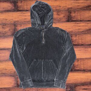 Huge Boss Gray Acid Washed Cotton 1/4 Zip Pull Over Hoodie Sweatshirt Men Large